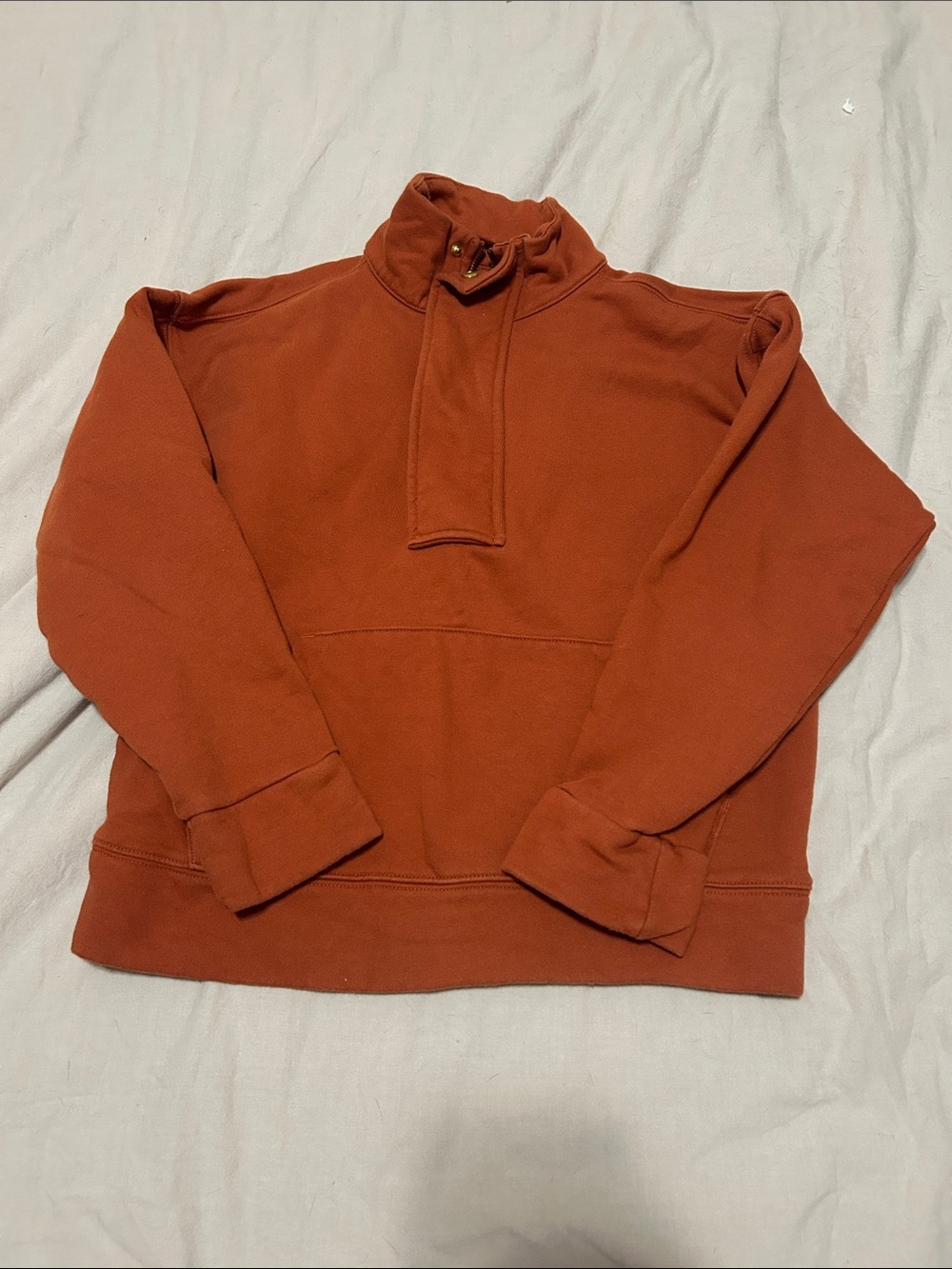 Rust Orange Quarter-Zip Pullover Sweatshirt